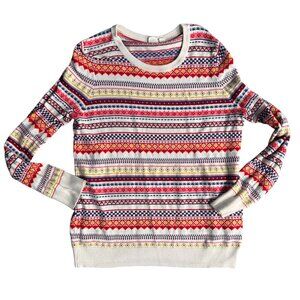 Gap Fair Isle Sweater Womens M Cotton Blend Colorful Thin Lightweight Winter